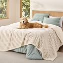 Bedsure ComfyFleece® Waterproof Blanket for Bed, King（86"x108"） Cream