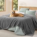 Bedsure ComfyFleece® Waterproof Blanket for Bed, King（86"x108"） Warm Grey