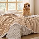 Bedsure ComfyFleece® Waterproof Blanket for Bed, Twin（60"x80"） Tuscan Beige