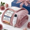 Bedsure Heated Blanket Throw, Soft Electric Blanket with Preheat, Pink