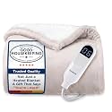 Bedsure Heated Blanket Throw, Soft Electric Blanket with Preheat, Cream