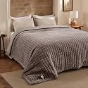 Bedsure Luxury Quilted Heated Blanket Full, Thick Electric Blanket, Taupe