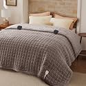 Bedsure Luxury Quilted Heated Blanket Queen, Thick Electric Blanket, Taupe