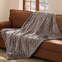 Bedsure Luxury Quilted Heated Throw Blanket, Thick Electric Blanket, Taupe