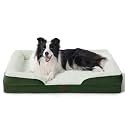 Bedsure Orthopedic Dog Beds Large Sized Dog - Washable Large Dog Cat Bed Waterproof, Comfort Dogs Couch Sofa with Washable Removable Cover, Pet Bed with Nonskid Bottom, Plush-Green, 35"
