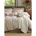 Bedsure PureWoven 100% Washed Cotton Duvet Cover Set, Cal King, 3-PC