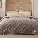 Bedsure Quilted Heated Blanket Queen Size, Filled for Extra Warmth, Taupe