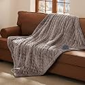 Bedsure Quilted Heated Throw Blanket, Warm Filled Electric Blanket, Taupe