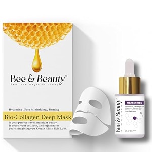 bee amp beauty bio-collagen deep mask and healer bee face serum combo - 30ml  anti-aging face serum with retinol amp natural extracts  promotes skin renewal amp rejuvenates
