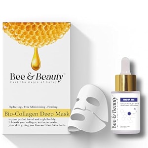 bee amp beauty bio-collagen deep mask and hydra bee face serum combo - 30ml  deep skin hydrating nourishing amp moisturizing serum with natural extracts  for all skin types  improves skin barrier