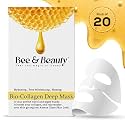 Bee &amp; Beauty Bio Collagen Overnight Mask Pack of 20 | Korean Face Mask For Glass Skin | Sheet Mask For Deep Hydration, Pore minizmizing With Goodness Of Honey