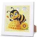 Bee Diamond Art Painting Kits for Kids with Frame Ages 4-8-12 (7x7 inch)