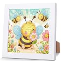 Bee Diamond Art Painting Kits for Kids with Frame Ages 4-8-12 (7x7 inch)