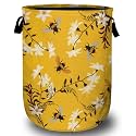 Bee Flower Laundry Basket, Spring Floral Laundry Hamper Collapsible Oxford Cloth with Handle Clothes Storage Bin for Bathroom Laundry Room Bedroom 15.7 X 20 Inch