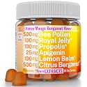 Bee Pollen Apigenin Citrus Bergamot Gummies w Organic Propolis Royal Jelly Honey Lemon Balm Extract, Supplement for Men Kids, Tincture Drops Powder Capsule Herb Capsules Supplements Alt, Pollan Polen