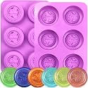 Bee Silicone Molds, 2 Pack Round Bee Soap Mold 6-Cavity