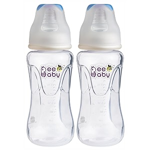 beebaby comfort regularslim neck baby feeding bottle with anti-colic silicone nipple infants toddlers new born 100 bpa free 240 ml blue 2