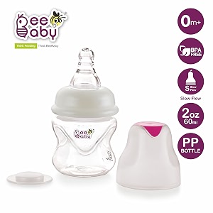 beebaby comfort regularslim neck baby feeding bottle with anti-colic silicone nipple infants toddlers new born 100 bpa free 60 ml pink 2