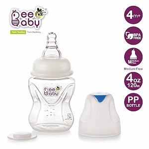 beebaby comfort regularslim neck baby feeding bottle with anti-colic silicone nipple infants toddlers new born 100 bpa free 120 ml blue 2