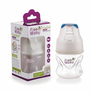beebaby comfort slim-neck baby feeding bottle  anti-colic 100 bpa free silicone nipple regular neck  infant amp toddler newborn feeding blue 60 ml