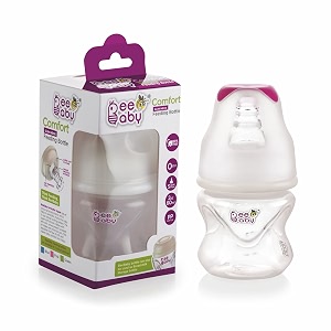 beebaby comfort slim-neck baby feeding bottle  anti-colic 100 bpa free silicone nipple regular neck  infant amp toddler newborn feeding pink 60 ml