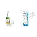 BeeBaby Gentle 2 in 1 Feeding Bottle with Plastic Feeder Spoon &amp; Comfort Anti - Colic Medium Flow Slim Neck Nipples with Carry Case (125 ML, Green.)