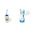 BeeBaby Gentle 2 in 1 Feeding Bottle with Plastic Feeder Spoon &amp; Comfort Anti - Colic Medium Flow Slim Neck Nipples with Carry Case (125 ML, Blue.)