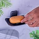 BeeDuck 1PCS Black Waterproof Plastic Wall Mounted Soap Dish Adhesive Sponge Holder No-Drilling Soap Holder Stand for Shower, Bathroom and Kitchen (Black Waterproof SOAP Dish, 1)
