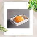 BeeDuck 1PCS White Plastic Wall Mounted Soap Dish Adhesive Sponge Holder No-Drilling Soap Holder Stand for Shower, Bathroom and Kitchen (White Plastic SOAP Dish, 1)