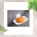 BeeDuck 1PCS White Waterproof Plastic Wall Mounted Soap Dish Adhesive Sponge Holder No-Drilling Soap Holder Stand for Shower, Bathroom and Kitchen (White Waterproof SOAP Dish, 1)