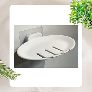 beeduck 2pcs white plastic wall mounted soap dish adhesive sponge holder no-drilling soap holder stand for shower bathroom and kitchen white soap dish 2