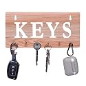 BeeDuck® 6 Keys Hooks Keys Word Premium Wooden Keys Stand for Entryway, Kitchen, Office, Mudroom Wall, Mount Decorative Keys Organizer Key Holder (Keys Word Keys Stand)