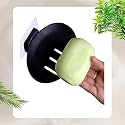 BeeDuck 6PCS Black Plastic Wall Mounted Soap Dish Adhesive Sponge Holder No-Drilling Soap Holder Stand for Shower, Bathroom and Kitchen (Black SOAP Dish, 6)
