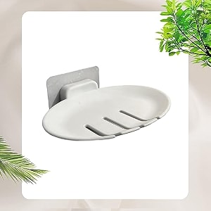 beeduck 6pcs white plastic wall mounted soap dish adhesive sponge holder no-drilling soap holder stand for shower bathroom and kitchen white soap dish 6