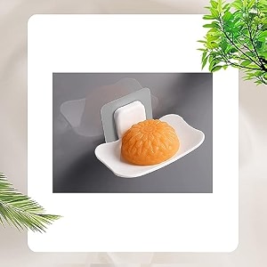 beeduck 6pcs white waterproof plastic wall mounted soap dish adhesive sponge holder no-drilling soap holder stand for shower bathroom and kitchen white waterproof soap dish 6