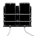 BeeDuck Black Acrylic Double Mobile Holder Stand for Mobile Charging, TV &amp; AC Remote Holding and Keys Hanging at Home, Office, Bedroom, Hotel Wall Mount Multipurpose Stand
