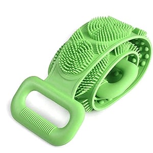 beeduck silicone back scrubber bath belt double-sided massage body brush shower exfoliating belt removes bath towel cleaning tools for men and women