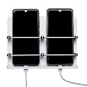 BeeDuck White Acrylic Double Mobile Holder Stand for Mobile Charging, TV & AC Remote Holding and Keys Hanging at Home, Office, Bedroom, Hotel Wall Mount Multipurpose Stand