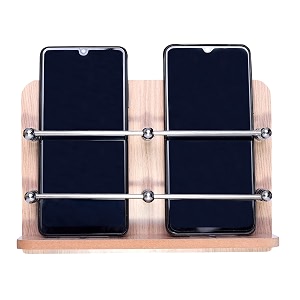 beeduck wooden double mobile amp remote holder stand tv amp ac remote holding keys hanging at home office bedroom hotel - wall mount multipurpose stand