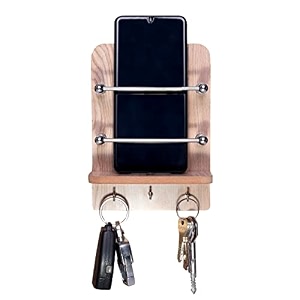 beeduck wooden single mobile and keys hook holder stand for mobile charging tv amp ac remote holding and keys hanging at home office bedroom hotel wall mount multipurpose stand