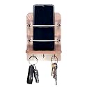 BeeDuck® Wooden Single Mobile and Keys Hook Holder Stand for Mobile Charging, TV &amp; AC Remote Holding and Keys Hanging at Home, Office, Bedroom, Hotel Wall Mount Multipurpose Stand