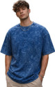 BEEFITS Washed Men Crew Neck Blue T-Shirt