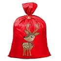 BeeGreen Giant Santa Sack Bag, Extra Large 56" H x 40" W for Huge Christmas Gifts, Reusable Fabric Gift Bags with Name Tag Card and Rope for Christmas (Deer)