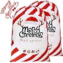 BeeGreen Santa Claus Large Christmas Gift Bags Santa Sack Drawstring Gift Bags 2 Pack Large 27.6“ x 42“, Giant Reusable Gift Bag for Holiday Presents Birthday Gift Party Favor Wrapping Candy Bag