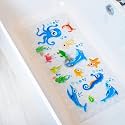 BEEHOMEE Kids Bath Mat for Tub, Non-Slip Toddler Bathtub Mat(Blue-Octopus)