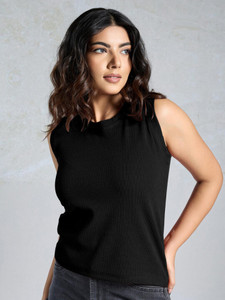 BEELLO STYLE Casual Solid Women Black Top