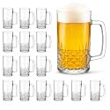 Beer Mugs For Freezer, 20 oz Large Heavy Glass Mugs with Handles Set of 16, Clear Large Beer Steins for Tea, Coffee, Lead-Free Glasses Oktoberfest Style, Gifts for Husband or Friend