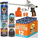BEEST FullStop Spray Foam Insulation Kit - 240 Board ft/sq.ft. Fire Rated Spray Insulation Foam for Walls & Attics with Thermal & Soundproofing - Includes 12x Cans, 1 Cleaner, Pro X Gun, Safety Gear