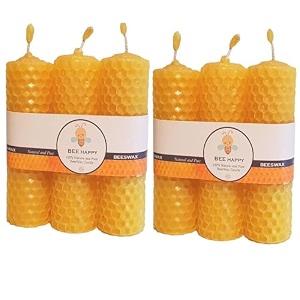 pratha 100 natural beeswax candles pack of 6 pillar pure handmade honey scented 35 gm