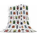 Beetle Baby Blanket 30x40 Inches - Ultra Soft Bugs Print Flannel Throw Blankets - Colorful Insect Nursery Blanket for Infants & Toddlers - Crib & Stroller Blanket - Bug Lover Gift for Kids